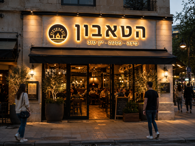 מבחן 20 המטר לשלט למסעדה